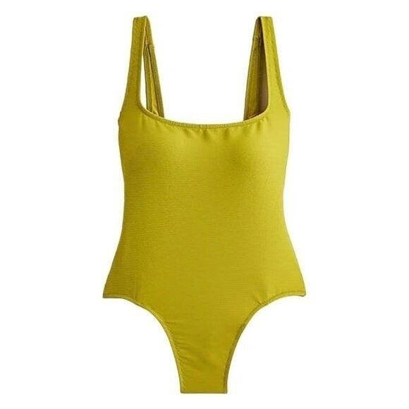 J.Crew Salermo Olive Ribbed Squareneck One-Piece, US8/M - Picture 1 of 10